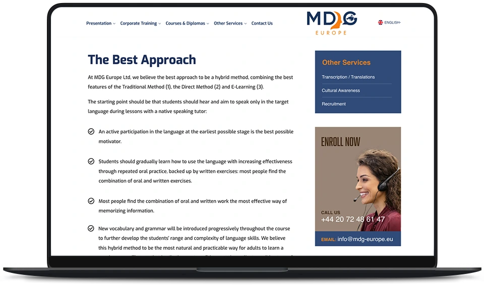 MDG Europe – New Website Development with Innovation